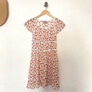 Juicy Couture French Blossom Paisley Poesy Dots Silk Dress